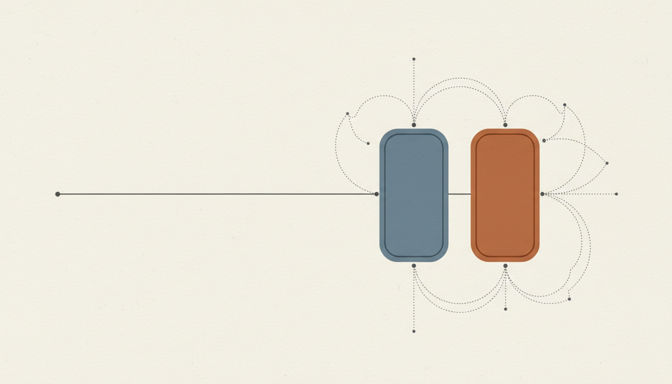 Original educational illustration of a question branching into alternative options with an open selection.