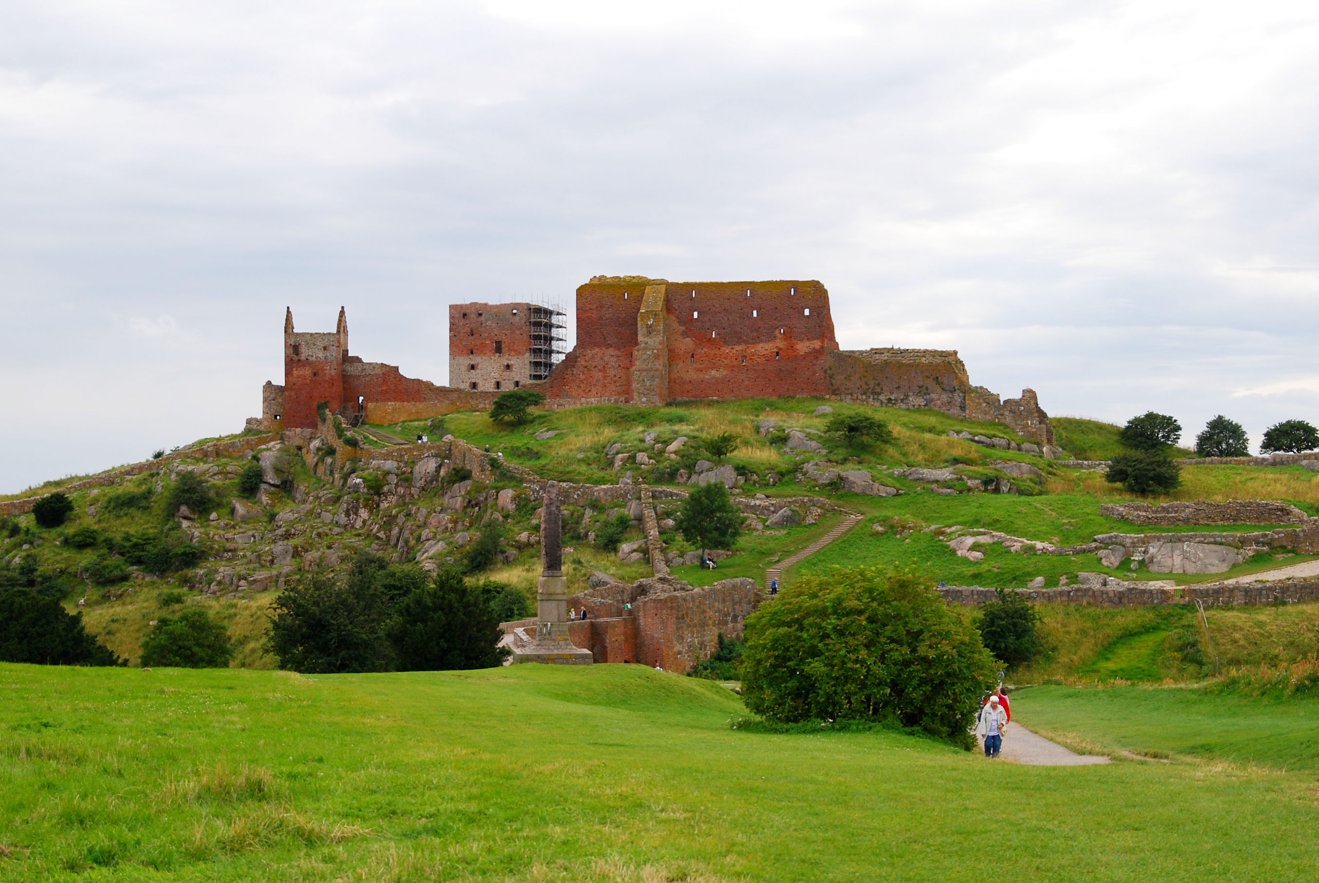 Historic stone ruins of Hammershus castle on the island of Bornholm, Denmark
