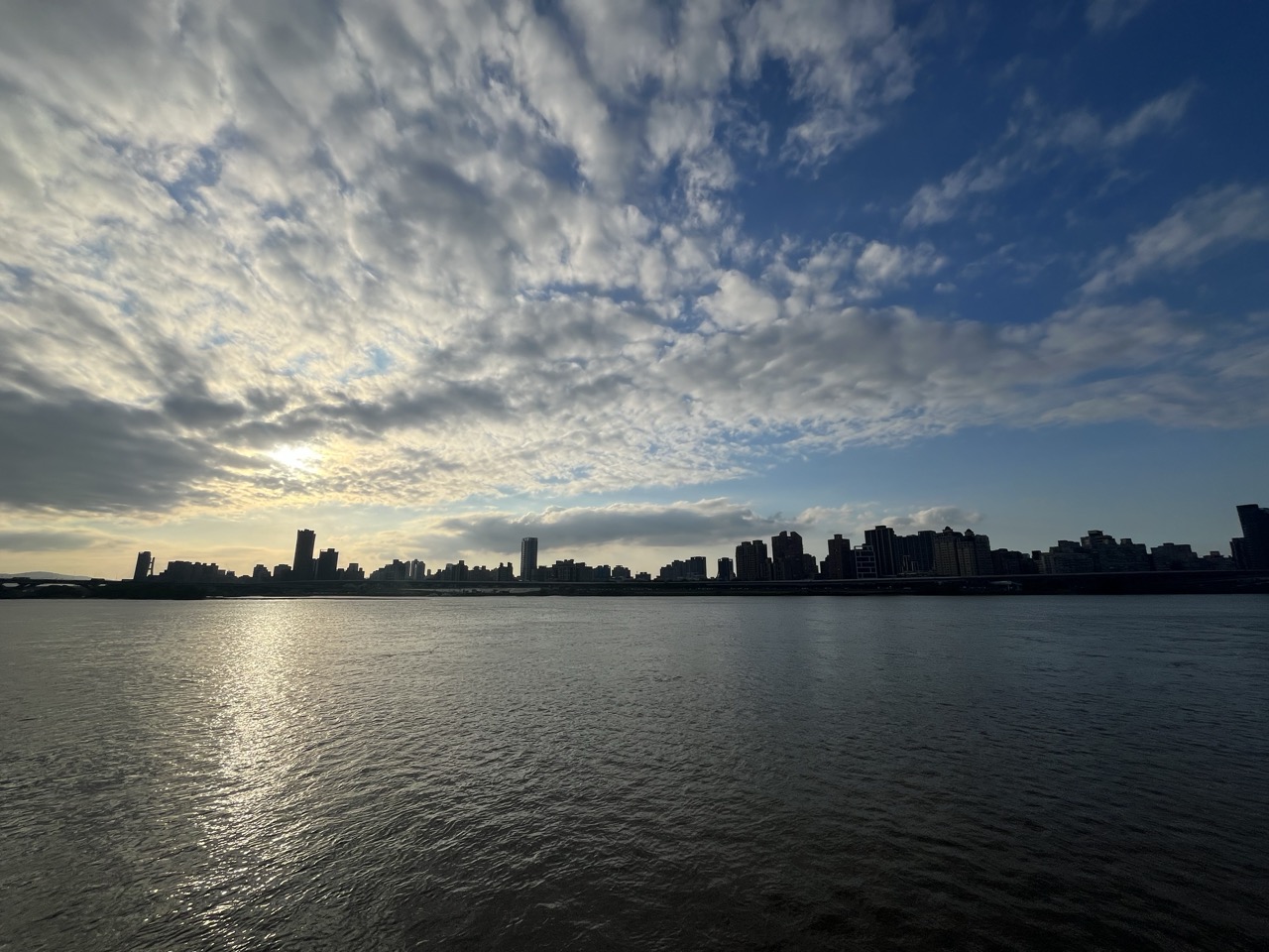 Taipei skyline viewed from the waterfront in Taiwan.