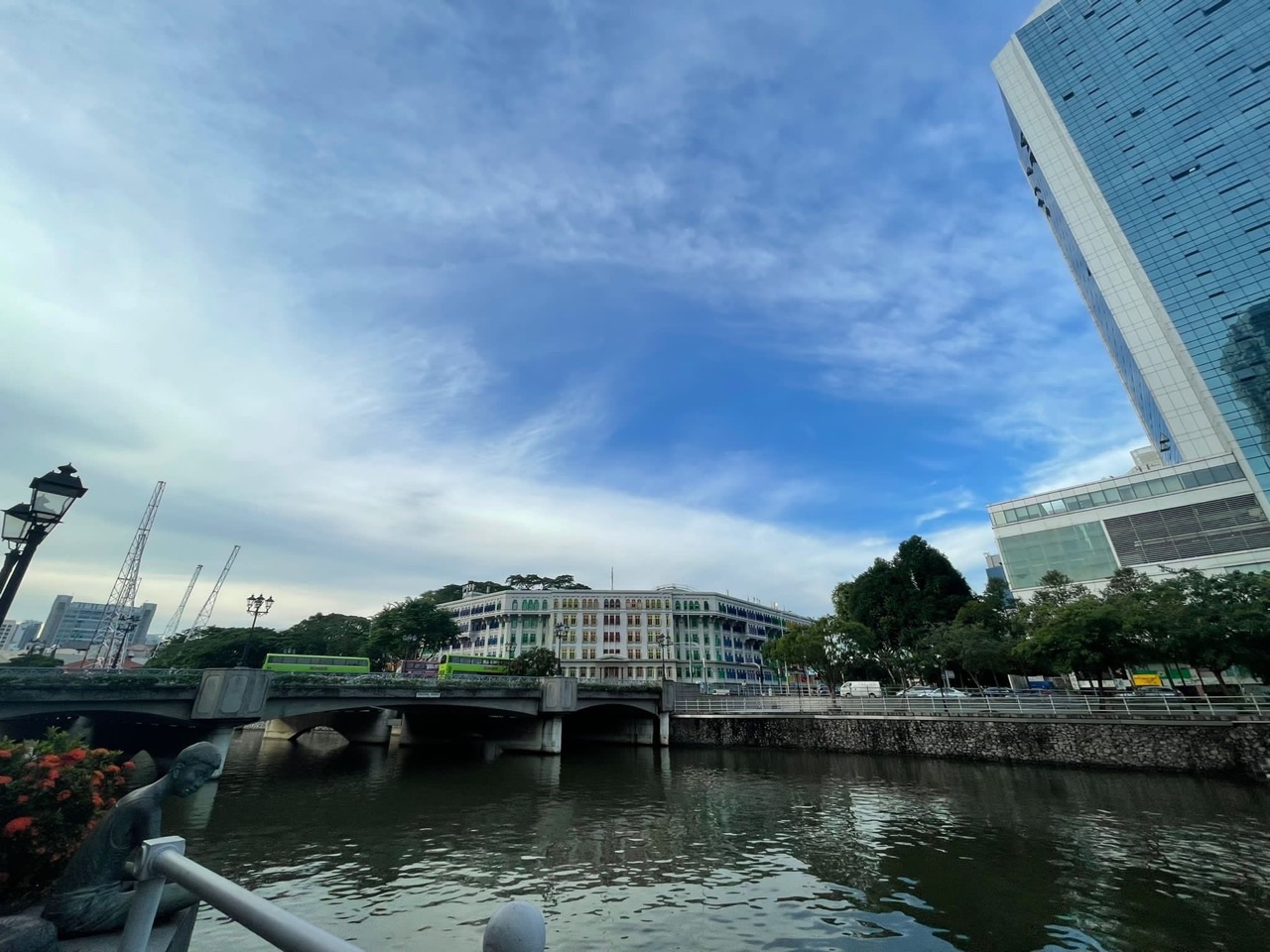 Singapore River view around Boat Quay and River Valley in Singapore.