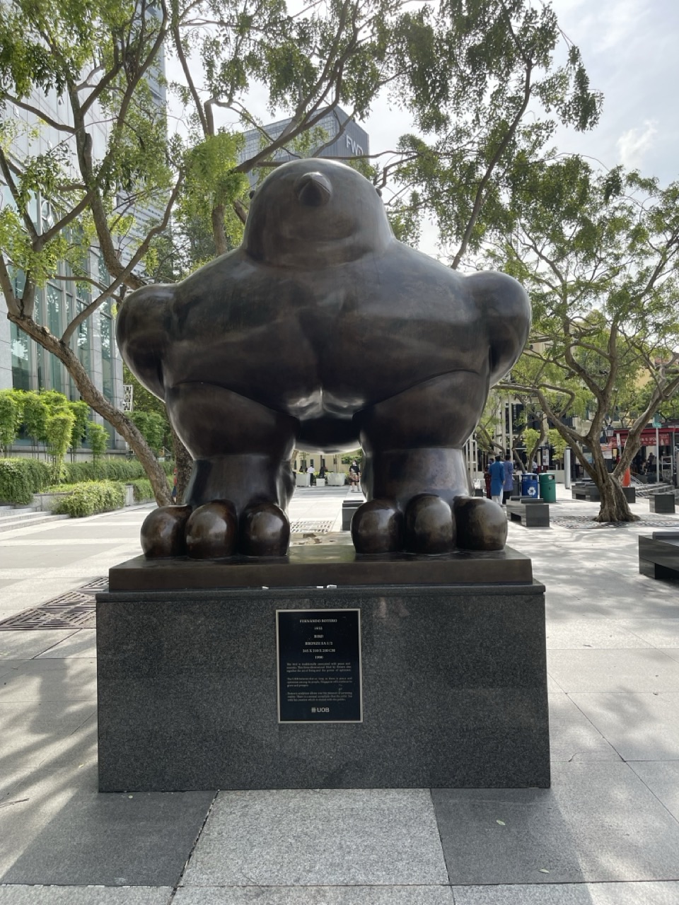 Fernando Botero's Bird sculpture outside UOB Plaza along the Singapore River.