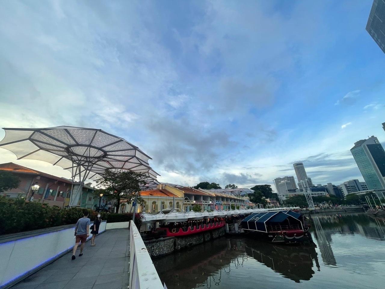 Clarke Quay riverside area in Singapore.