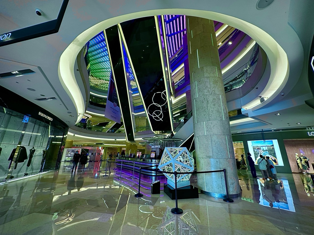 Interior shopping area inside ION Orchard in Singapore.