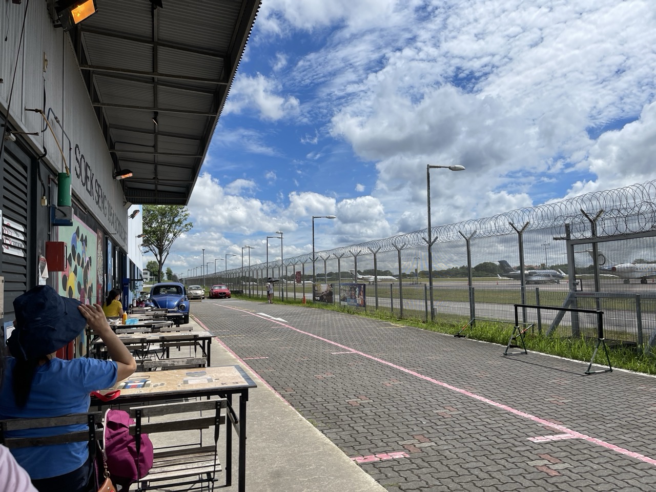 Café beside the airfield at Seletar Airport in Singapore.