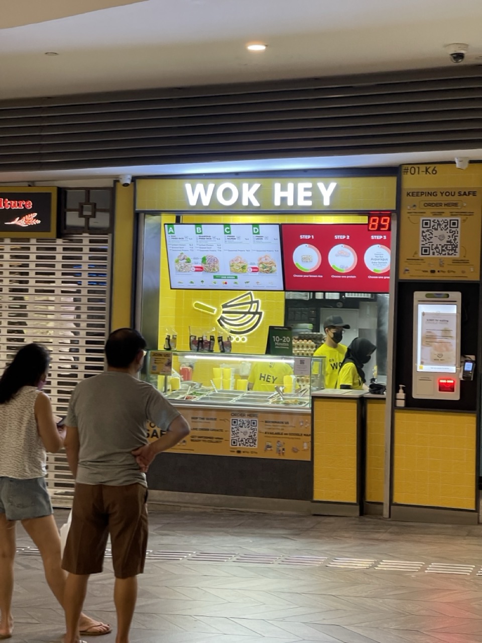 WOK HEY Chinese takeaway counter inside Waterway Point in Punggol.