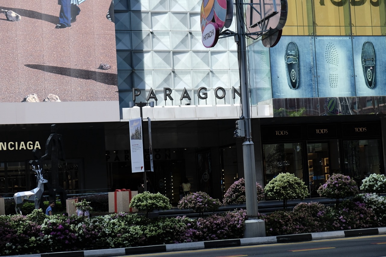 Exterior entrance to Paragon on Orchard Road in Singapore.