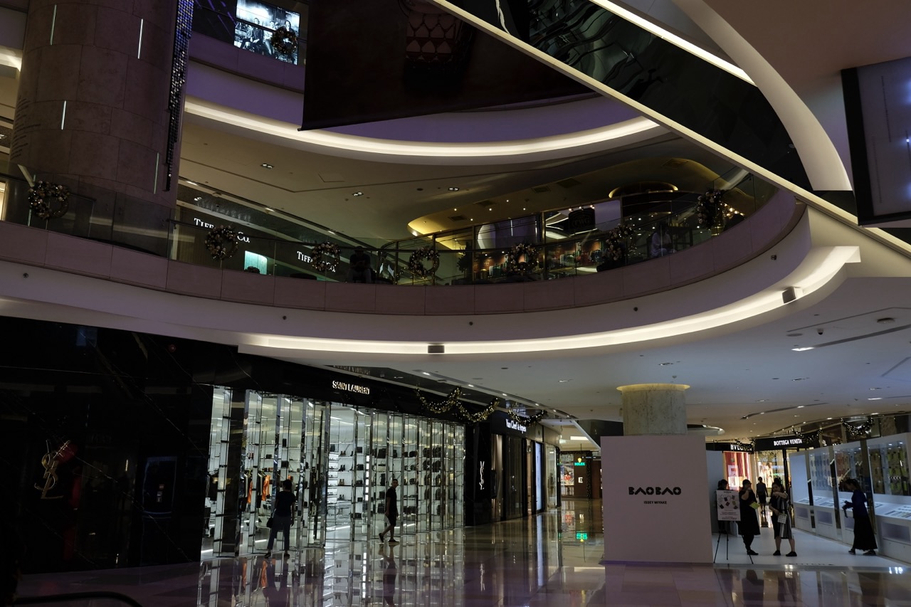 Interior shopping area inside ION Orchard in Singapore.