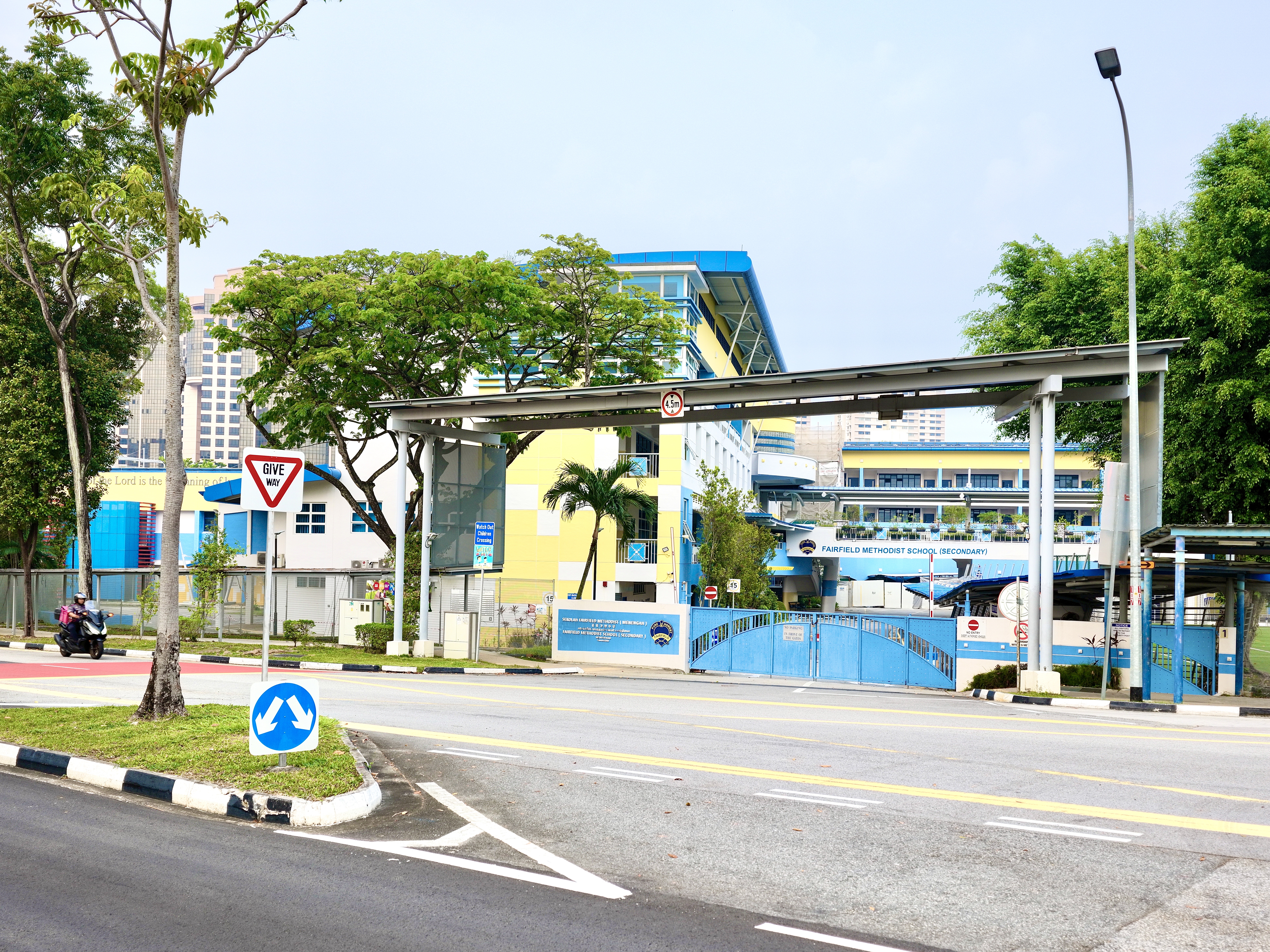 Exterior of Fairfield Methodist School (Secondary) in Dover, Singapore.