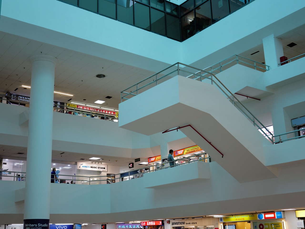 Interior staircase at Beauty World Centre in Bukit Timah, Singapore.