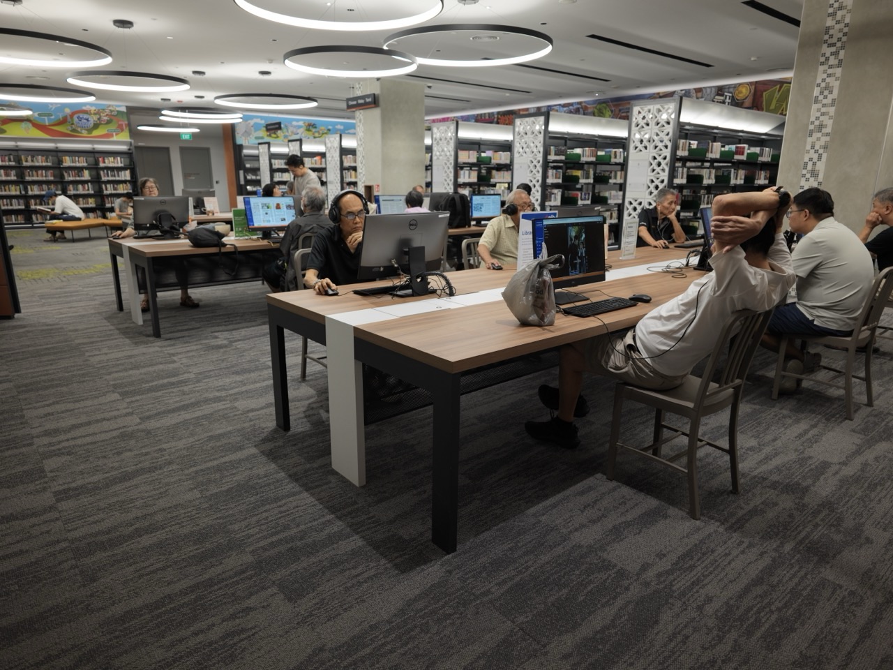 Computer terminals inside the National Library Building in Singapore
