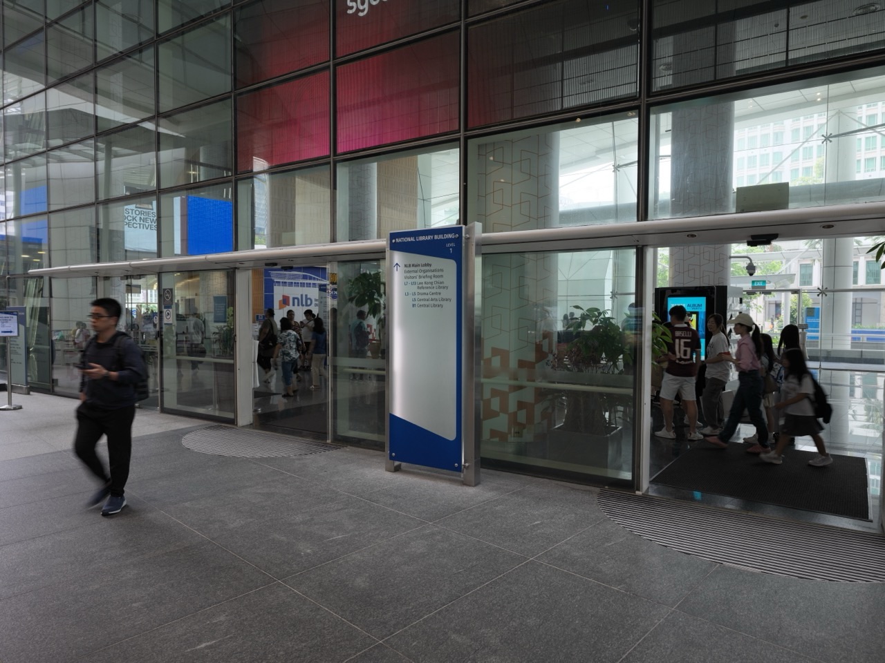 Main entrance to the National Library Building on Victoria Street in Singapore.