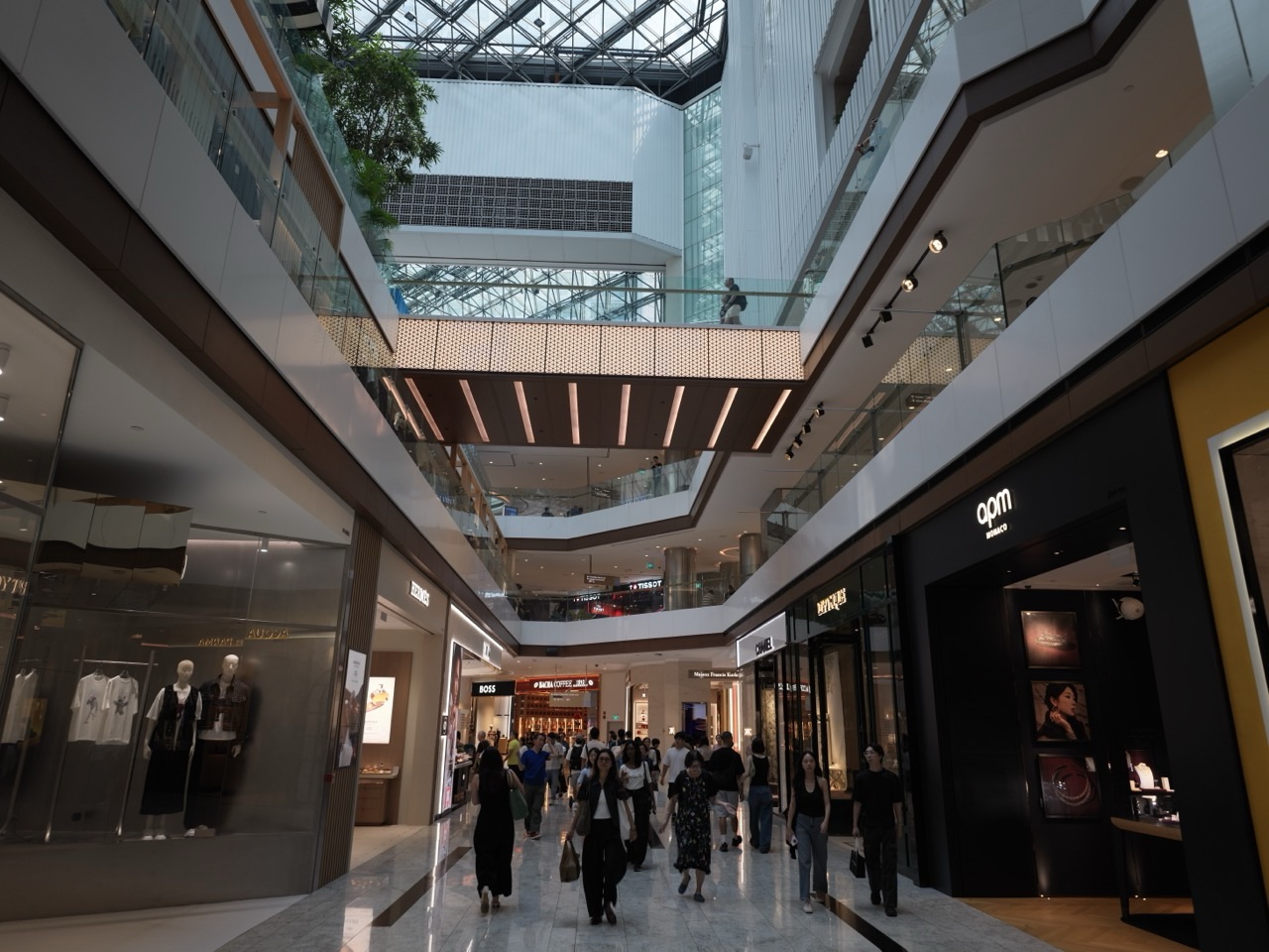Interior shopping spaces at Raffles City Shopping Centre in Singapore.