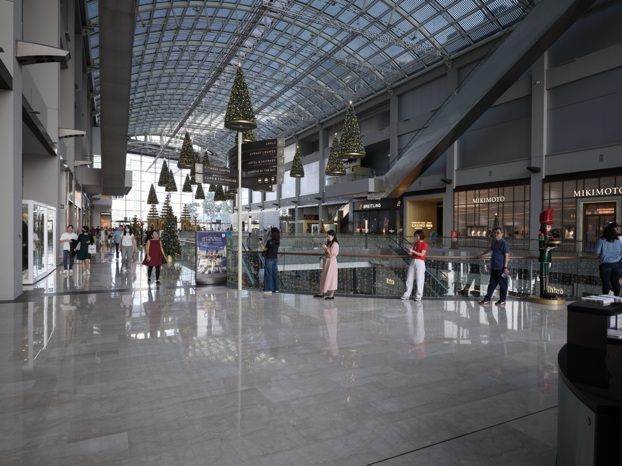 Christmas decorations inside The Shoppes at Marina Bay Sands in Singapore