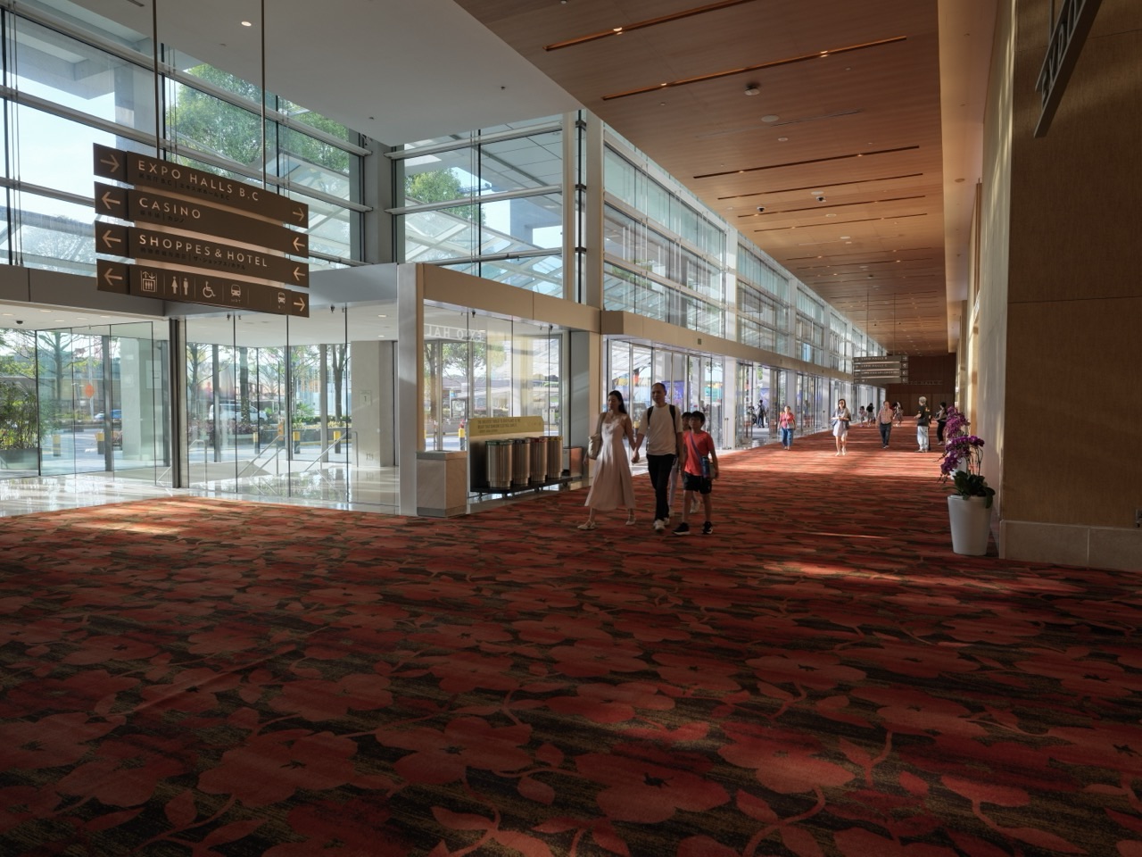 Interior lobby and foyer of Sands Expo and Convention Centre at Marina Bay Sands in Singapore