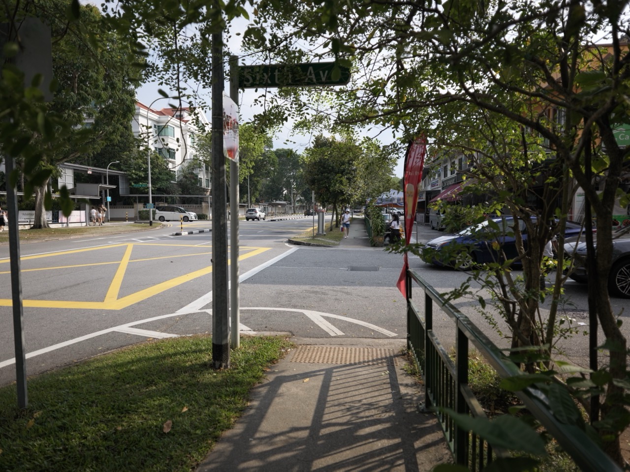 Street scene at Sixth Avenue in Bukit Timah, Singapore