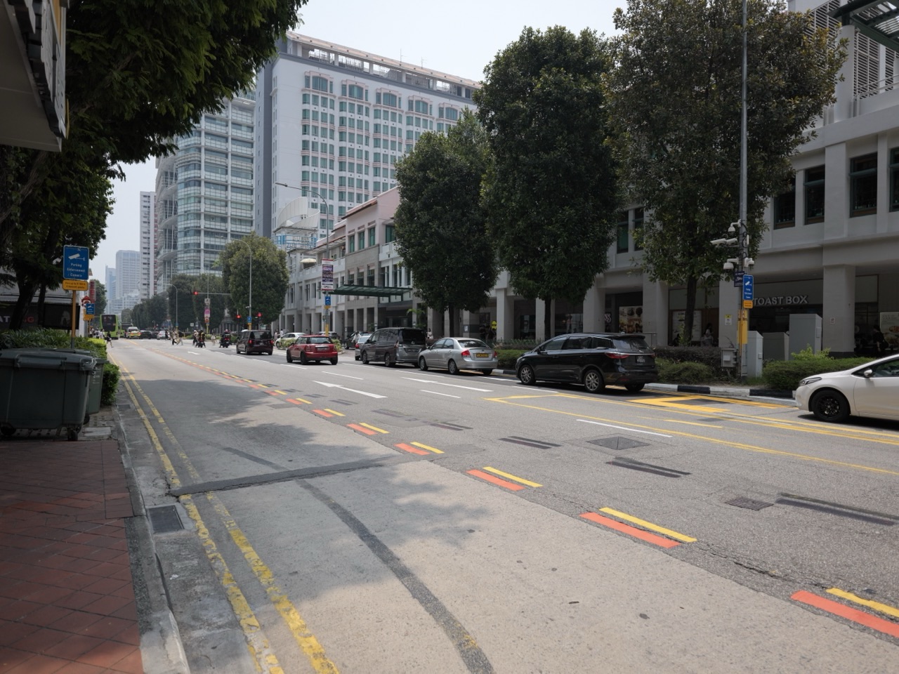 Cars on North Bridge Road beside Bugis Junction in Singapore.