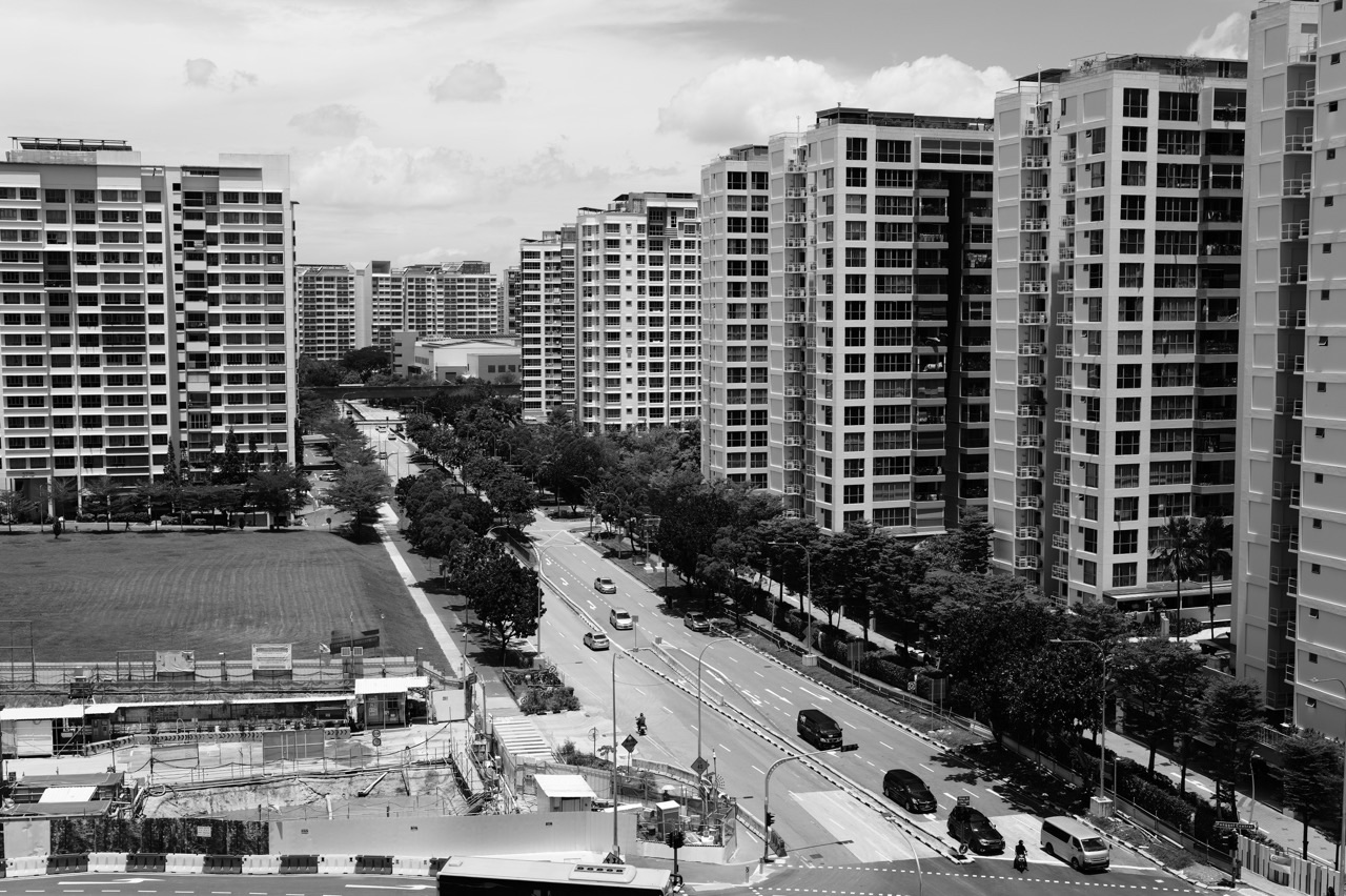 High-rise HDB residential blocks in Punggol, Singapore.