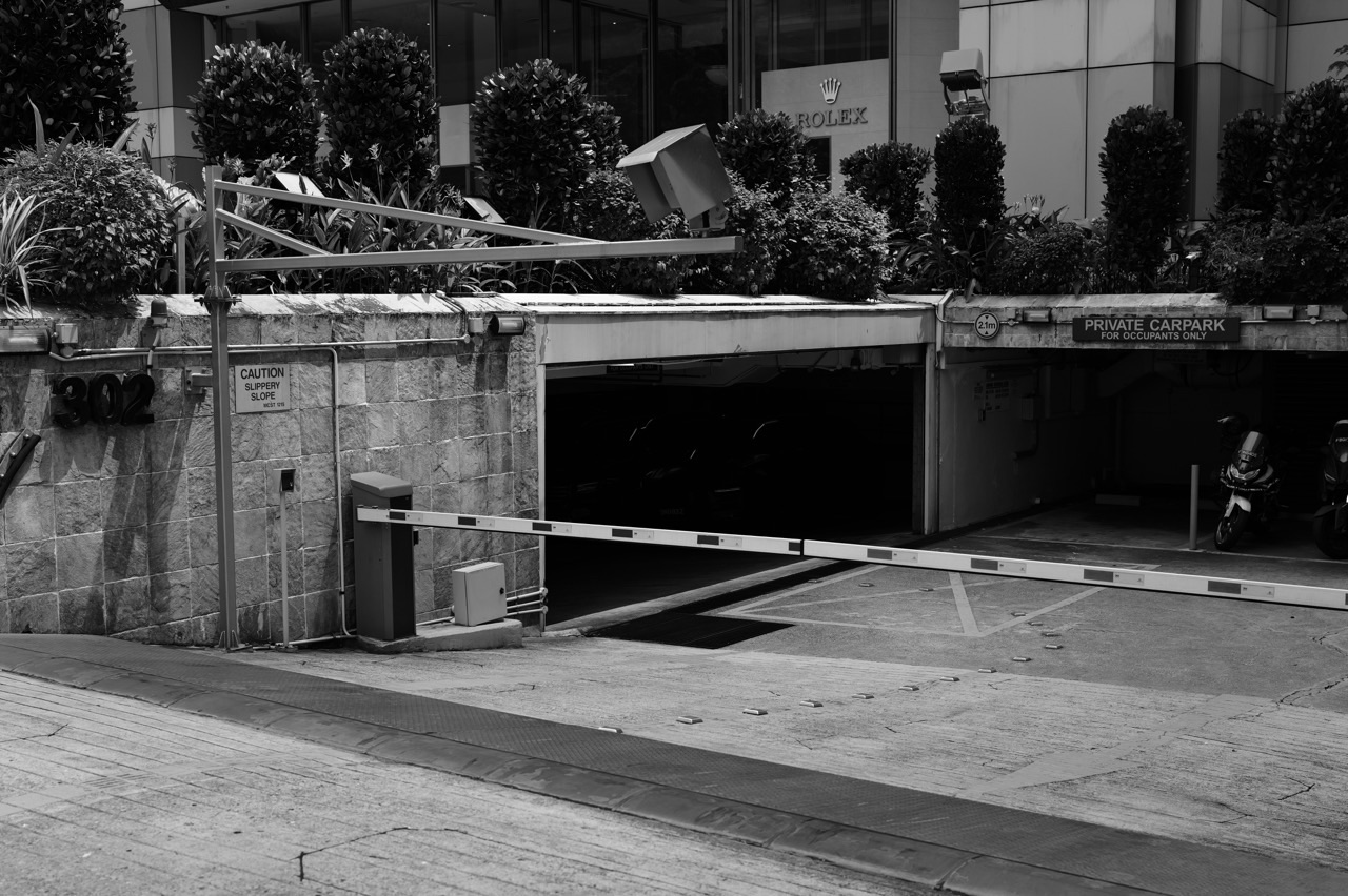 Private car park in the Orchard Road area of Singapore.