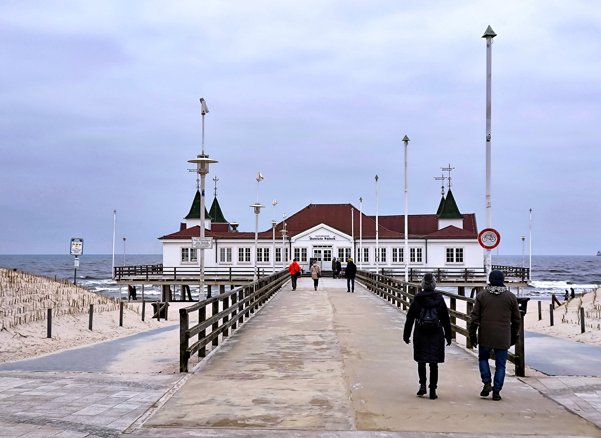 Historic seaside pier and pavilion at Ahlbeck on Germany's Baltic island Usedom